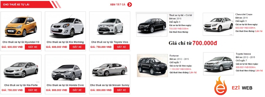 Tiêu chí đánh giá website cho thuê ô tô chuyên nghiệp