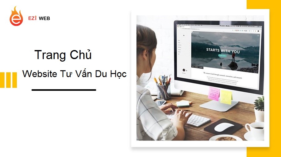 Trang chủ website du học yêu cầu thiết kế đẹp mắt, chuyên nghiệp