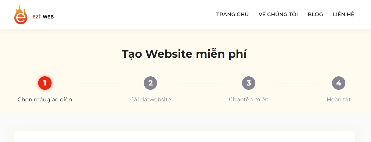 Các bước tạo trang web miễn phí trên Eziweb