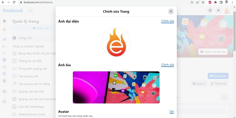 Thiết kế ảnh bìa và ảnh đại diện cho page của bạn